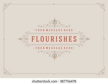 Vintage Ornament Greeting Card Vector Template. Retro Luxury Invitation.