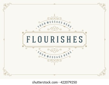 Vintage Ornament Greeting Card Vector Template. Retro Luxury Invitation, Royal Certificate. Flourishes Calligraphic Vintage Background Ornamental Frame.