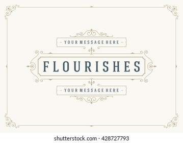 Vintage Ornament Greeting Card Vector Template. Retro Luxury Invitation, Royal Certificate. Flourishes Calligraphic Vintage Background Ornamental Frame.