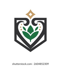 Vintage ornament logo crest templates design. Retro shield logo template with crown and decorative shape.