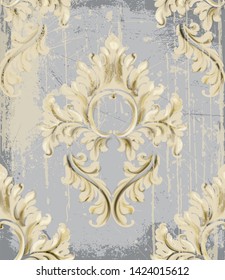 Vintage Ornament pattern Vector. Baroque rococo texture luxury design. Royal textile decor. Old painted background