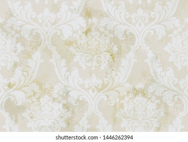 Vintage ornament pattern Vector. Baroque rococo texture luxury design. Royal textile decors. Old painted background