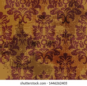 Vintage ornament pattern Vector. Baroque rococo texture luxury design. Royal textile decors. Old painted background