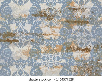 Vintage ornament pattern Vector. Baroque rococo texture luxury design. Royal textile decors. Old painted background