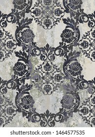 Vintage ornament pattern Vector. Baroque rococo texture luxury design. Royal textile decors. Old painted background