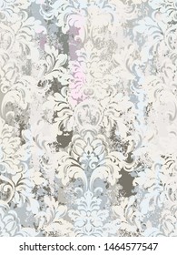 Vintage ornament pattern Vector. Baroque rococo texture luxury design. Royal textile decors. Old painted background