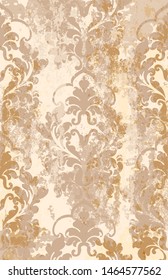 Vintage ornament pattern Vector. Baroque rococo texture luxury design. Royal textile decors. Old painted background