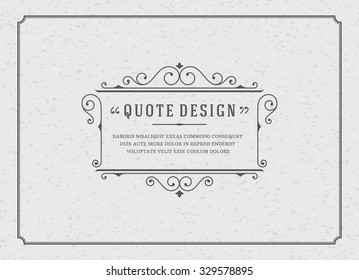 Vintage Ornament Quote Marks Box Frame Vector Template Design And Place For Text. Retro Flourishes Frame Chalkboard Style.