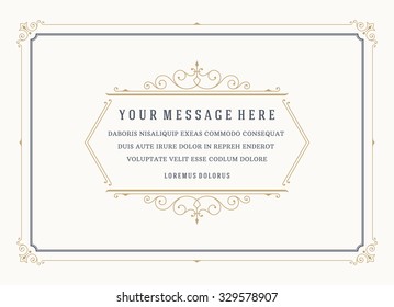 Vintage Ornament Quote Marks Box Frame Vector template design and place for text. Retro flourishes frame chalkboard style.