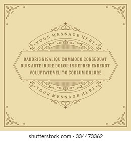 Vintage Ornament Quote Marks Box Frame Vector template design and place for text. Retro flourishes frame chalkboard style.