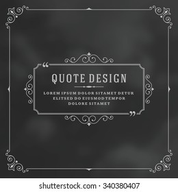 Vintage Ornament Quote Marks Box Frame Vector Template Design And Place For Text. Retro Flourishes Frame Style.