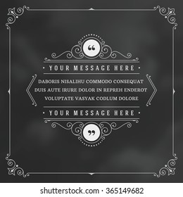 Vintage Ornament Quote Marks Box Frame Vector template design and place for text. Retro flourishes frame style. Citation Design, Quotation Design, Vintage Background, Vintage Frame, Vintage Ornament. 