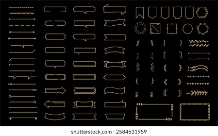 Vintage ornament, ribbon and frames collection. Classic divider,and frame element for design. gold color vector. editable file