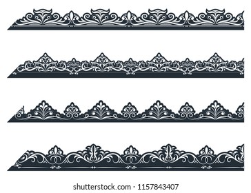 Vintage ornament seamless border pattern with beautiful retro filigree for decorative frame or premium invitation cards , luxury certificate , vector illustration