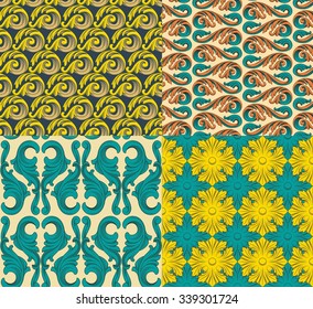vintage ornament seamless pattern set