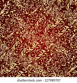 Vintage ornament seamless pattern vector - gold and purple