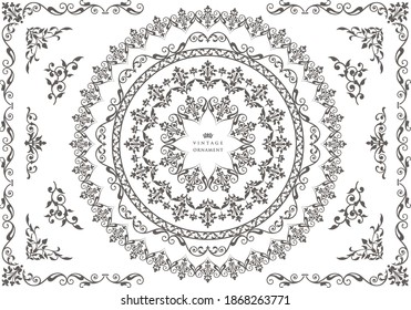 Vintage ornament set. borders and frames.