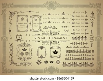 Vintage ornament set. borders and frames.