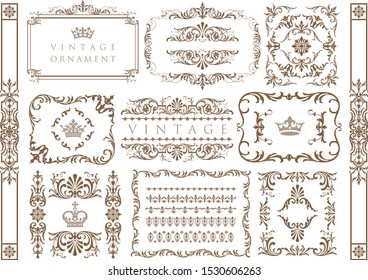 Vintage ornament set. Flourish border and frames.