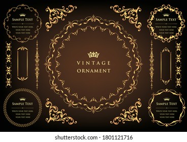 Vintage ornament set. Flourish border and frames.