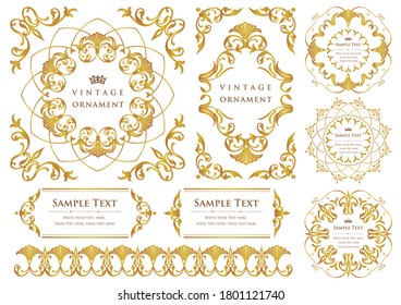 Vintage ornament set. Flourish border and frames.