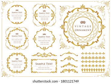 Vintage ornament set. Flourish border and frames.