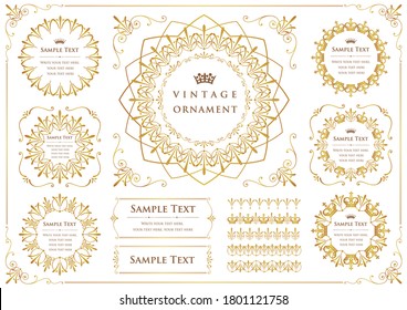 Vintage ornament set. Flourish border and frames.