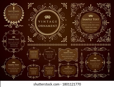 Vintage ornament set. Flourish border and frames.
