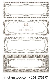 Vintage ornament set. flourish floral decoration and frames.
