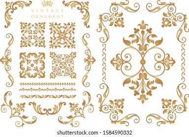 Vintage ornament set. Vector flourish decoration. 