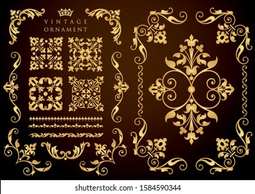 Vintage ornament set. Vector flourish decoration. 