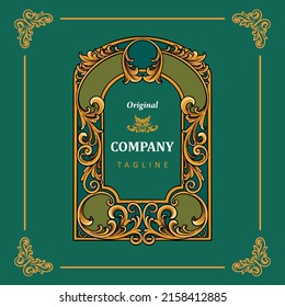 Vintage ornament square character food packaging label