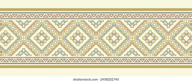 Vintage ornament style ethnic seamless borders vector