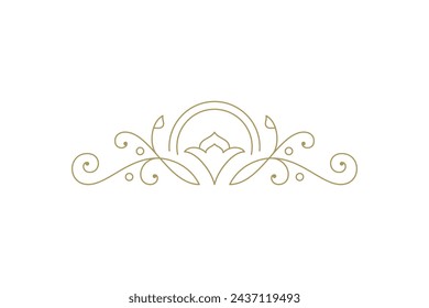 Vintage ornament swirl text divider filigree calligraphic vector illustration. Classic flourishes separator for text decoration. Decorative design element for certificate or wedding invitation card