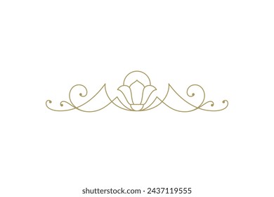 Vintage ornament swirl text divider filigree calligraphic vector illustration. Classic flourishes separator for text decoration. Decorative design element for certificate or wedding invitation card