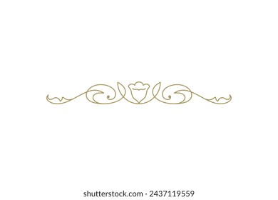 Vintage ornament swirl text divider filigree calligraphic vector illustration. Classic flourishes separator for text decoration. Decorative design element for certificate or wedding invitation card