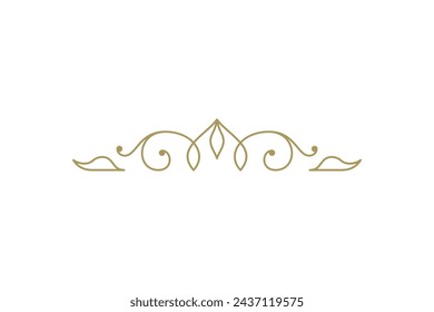 Vintage ornament swirl text divider filigree calligraphic vector illustration. Classic flourishes separator for text decoration. Decorative design element for certificate or wedding invitation card