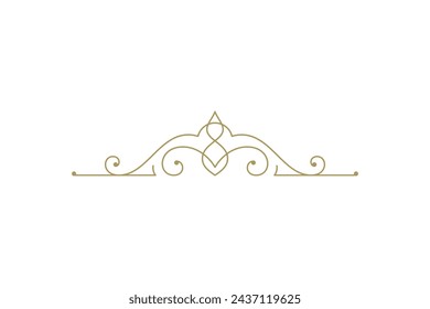 Vintage ornament swirl text divider filigree calligraphic vector illustration. Classic flourishes separator for text decoration. Decorative design element for certificate or wedding invitation card