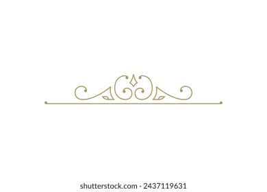 Vintage ornament swirl text divider filigree calligraphic vector illustration. Classic flourishes separator for text decoration. Decorative design element for certificate or wedding invitation card