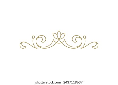 Vintage ornament swirl text divider filigree calligraphic vector illustration. Classic flourishes separator for text decoration. Decorative design element for certificate or wedding invitation card