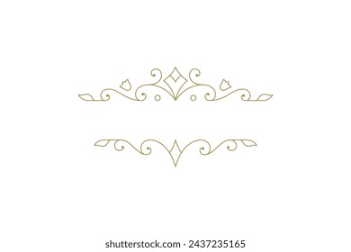 Vintage ornament swirl text divider filigree calligraphic vector illustration. Classic flourishes separator for text decoration. Decorative design element for certificate or wedding invitation card