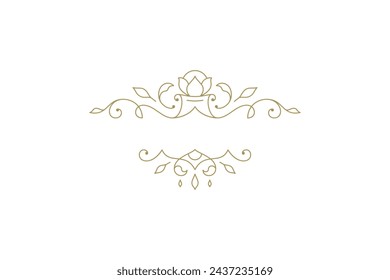 Vintage ornament swirl text divider filigree calligraphic vector illustration. Classic flourishes separator for text decoration. Decorative design element for certificate or wedding invitation card