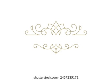 Vintage ornament swirl text divider filigree calligraphic vector illustration. Classic flourishes separator for text decoration. Decorative design element for certificate or wedding invitation card