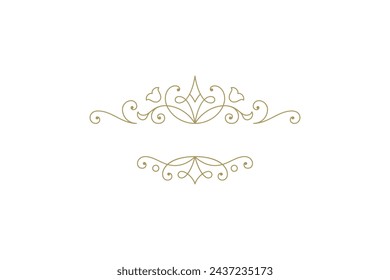 Vintage ornament swirl text divider filigree calligraphic vector illustration. Classic flourishes separator for text decoration. Decorative design element for certificate or wedding invitation card