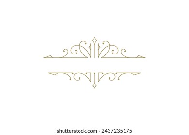 Vintage ornament swirl text divider filigree calligraphic vector illustration. Classic flourishes separator for text decoration. Decorative design element for certificate or wedding invitation card