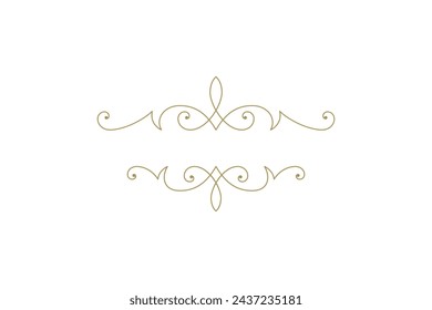 Vintage ornament swirl text divider filigree calligraphic vector illustration. Classic flourishes separator for text decoration. Decorative design element for certificate or wedding invitation card
