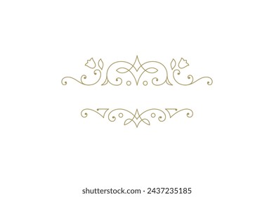 Vintage ornament swirl text divider filigree calligraphic vector illustration. Classic flourishes separator for text decoration. Decorative design element for certificate or wedding invitation card
