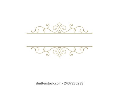 Vintage ornament swirl text divider filigree calligraphic vector illustration. Classic flourishes separator for text decoration. Decorative design element for certificate or wedding invitation card