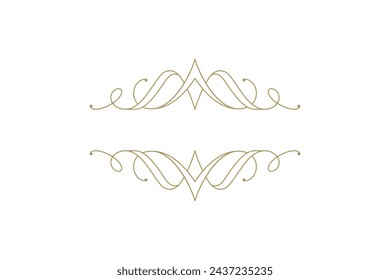 Vintage ornament swirl text divider filigree calligraphic vector illustration. Classic flourishes separator for text decoration. Decorative design element for certificate or wedding invitation card