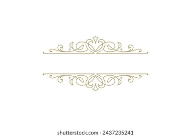 Vintage ornament swirl text divider filigree calligraphic vector illustration. Classic flourishes separator for text decoration. Decorative design element for certificate or wedding invitation card